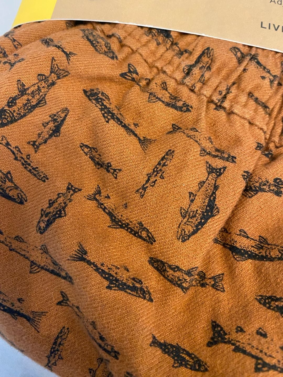 Eddie Bauer Men's 2-Piece Flannel Pajama Set with Waffle Knit Henley and Fish Print Pants 2
