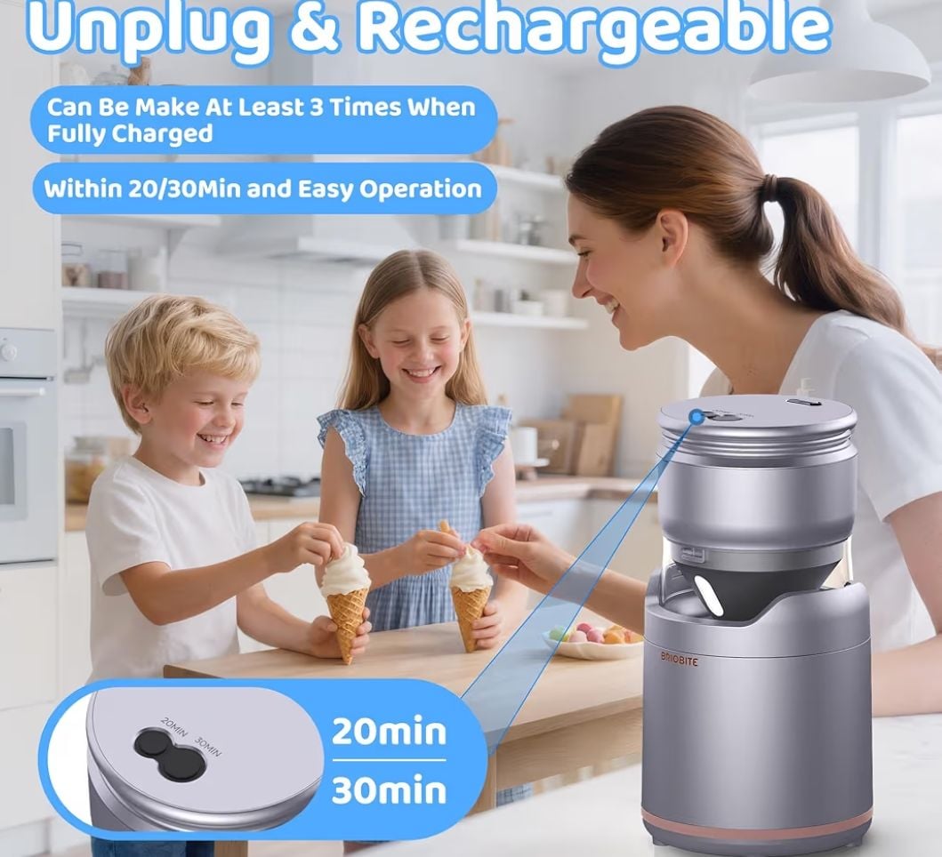 BRIOBITE BL500 Portable Rechargeable Electric Ice Cream Maker 5