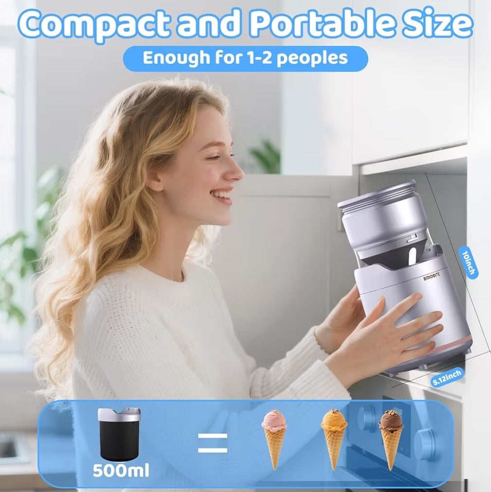 BRIOBITE BL500 Portable Rechargeable Electric Ice Cream Maker 6