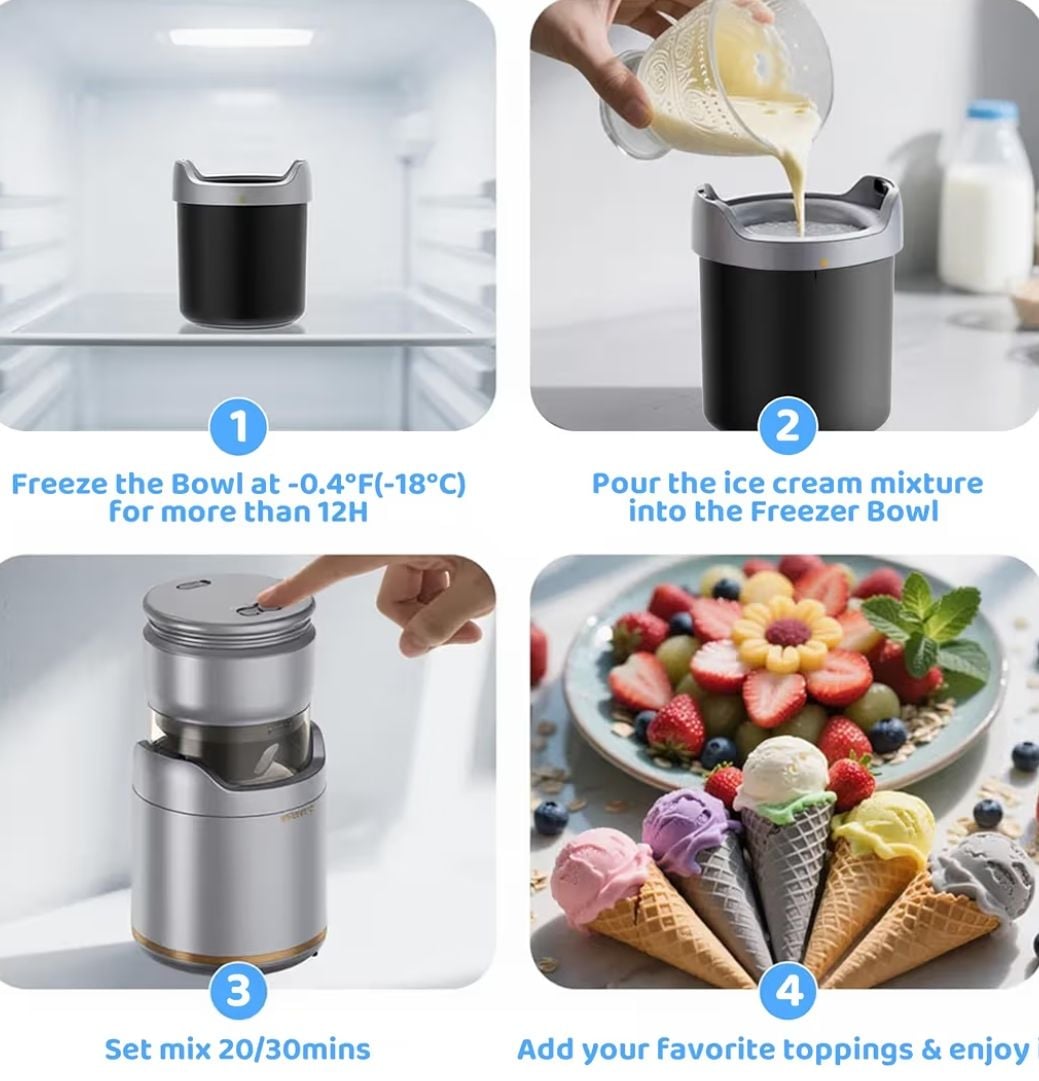 BRIOBITE BL500 Portable Rechargeable Electric Ice Cream Maker 7