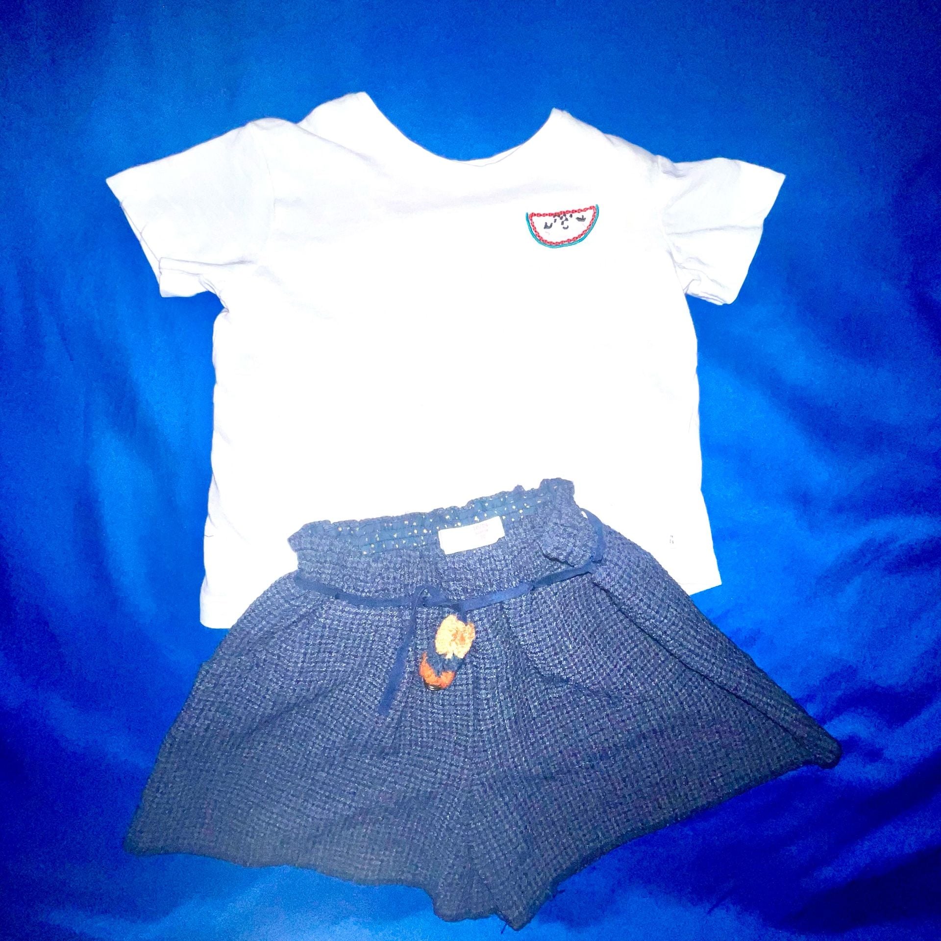 18 24 Zara Baby Watermelon Embroidered T-Shirt and Woven Skort Set 1