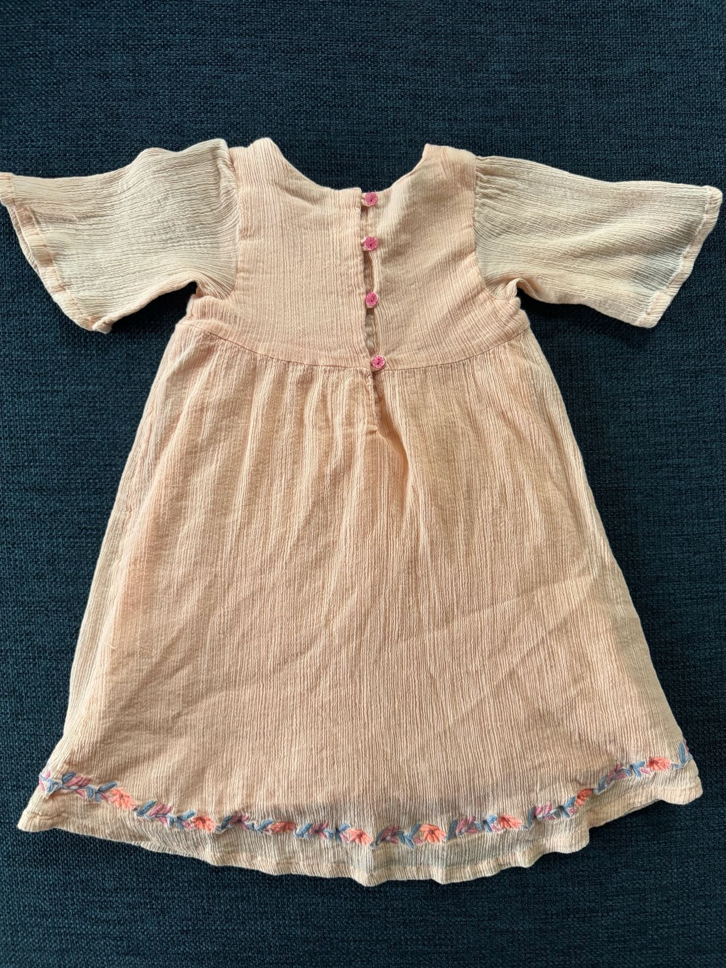 Isaac Mizrahi New York Toddler Girls Peach Embroidered Flutter Sleeve Dress 3