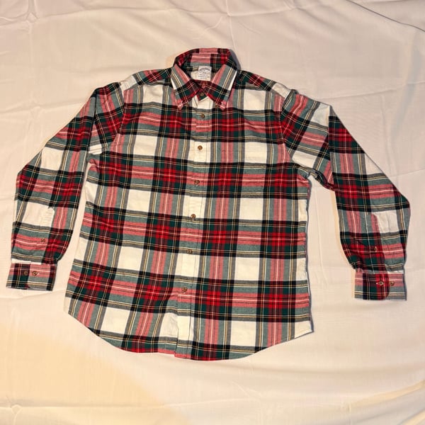 Brooks Brothers 1818 Regent Fit Cotton Red Green Plaid Button-Down Shirt Size L