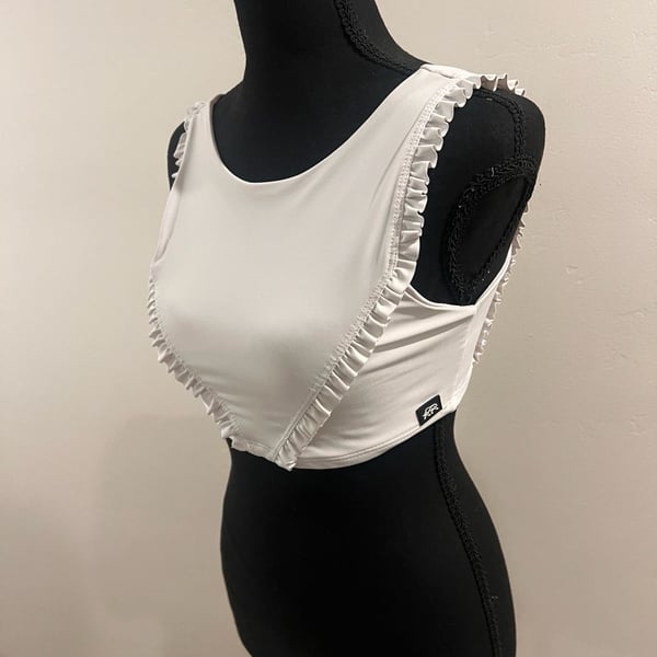 Tiger Friday White Ruffle Crop Top