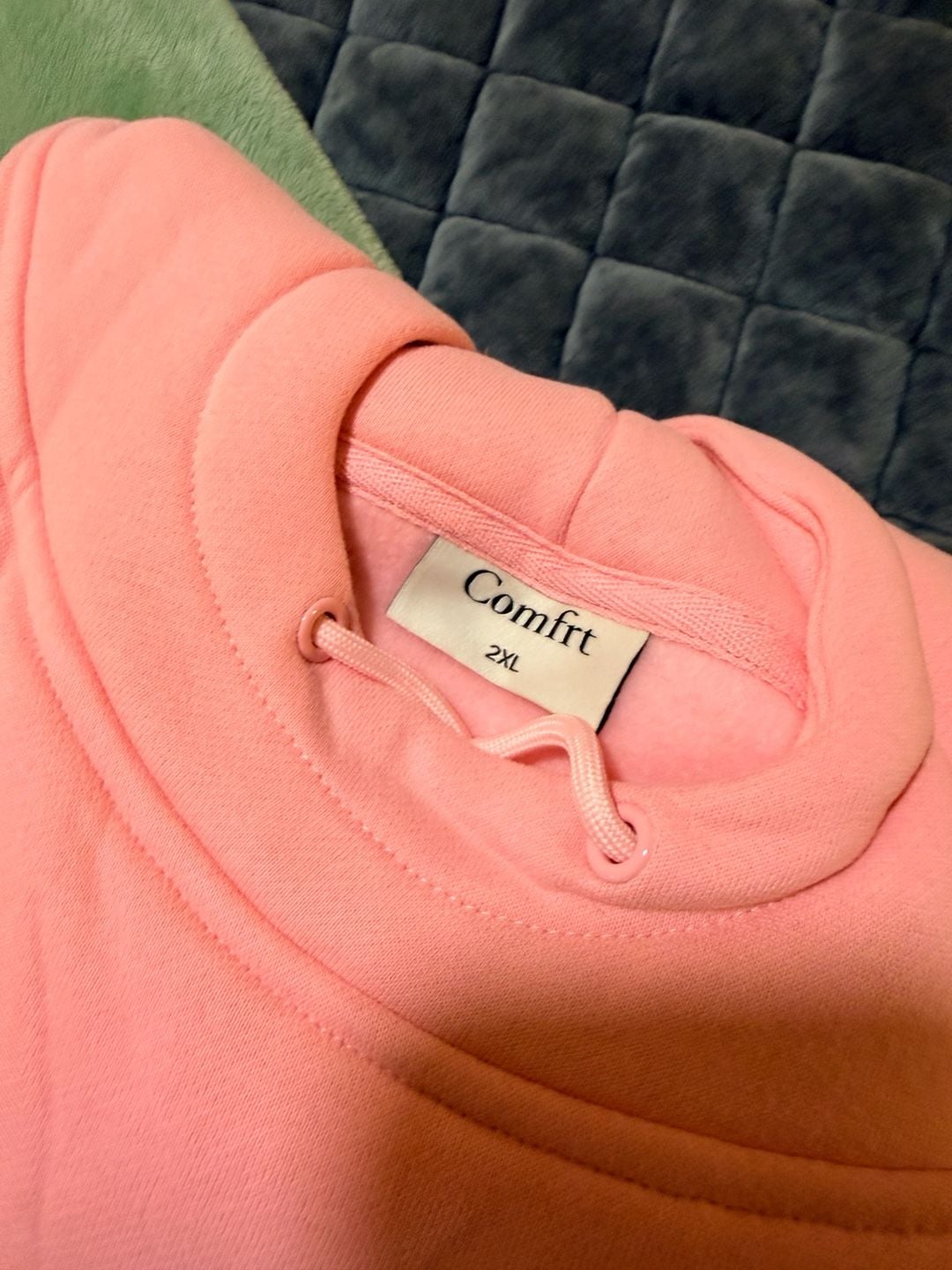 COMFRT Heavyweight Pink Hooded Pullover w/ Side Zipper Pocket 2