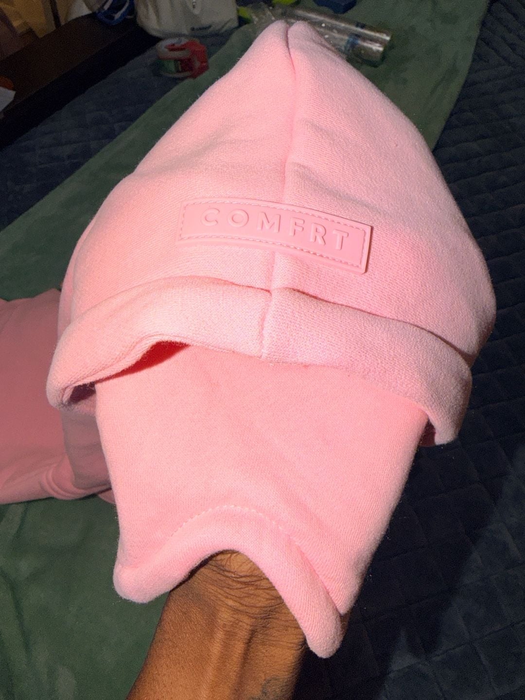 COMFRT Heavyweight Pink Hooded Pullover w/ Side Zipper Pocket 5