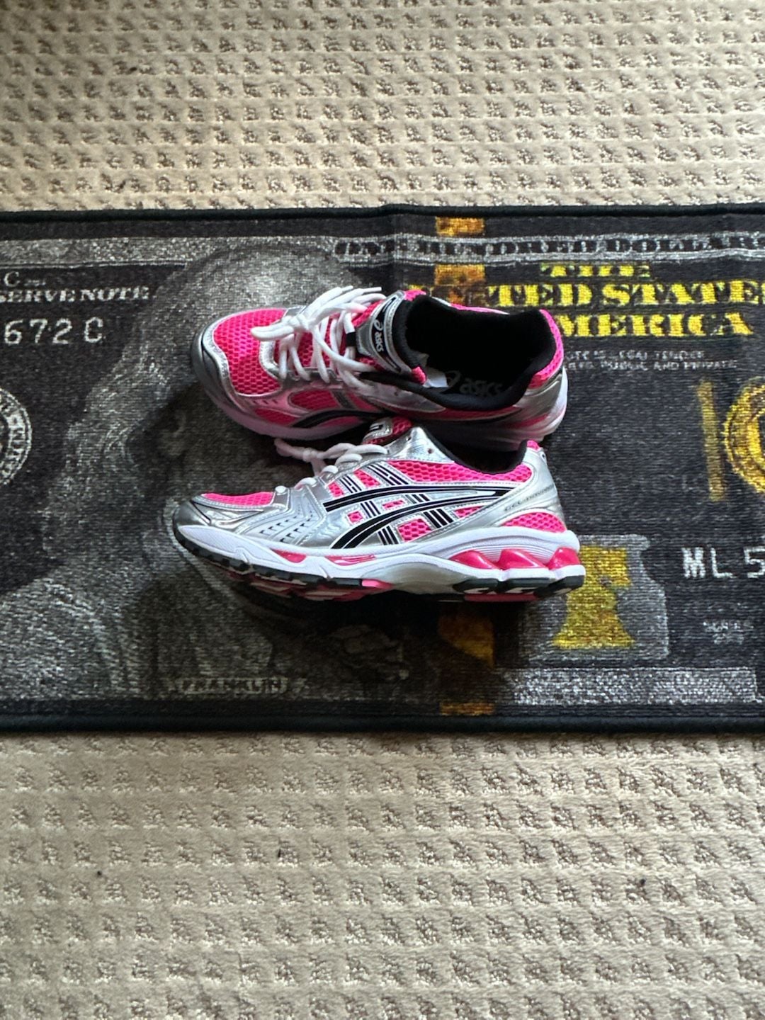 ASICS Gel-Kayano 14 Sneakers in Pink Glow and Silver 5