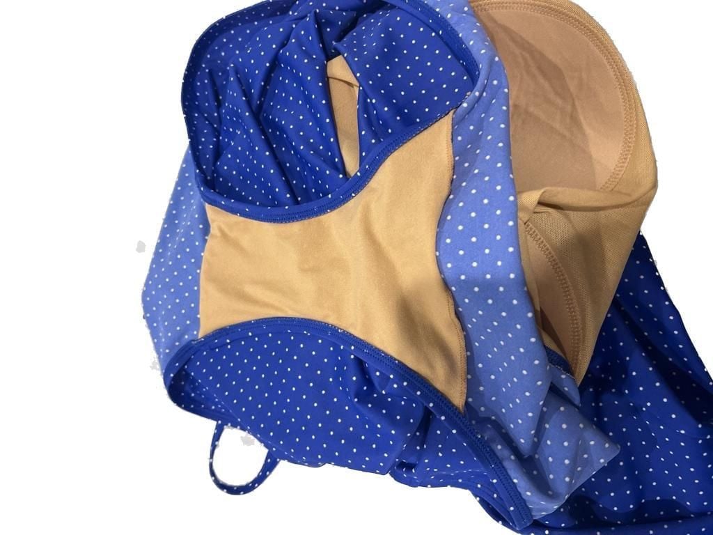 L.L. Bean Women's Blue and White Polka Dot Empire Swim Dress UPF 50+ 9