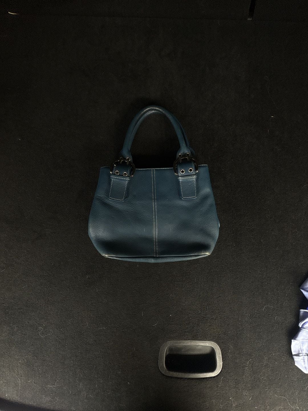 Tignanello Blue Pebbled Leather Shoulder Bag with Silver-Tone Hardware 2