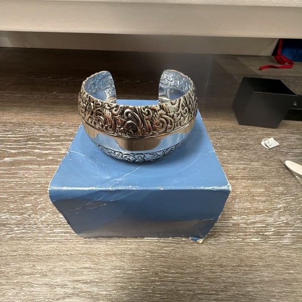 Lia Sophia Concord Wide Silver Tone Cuff Bracelet