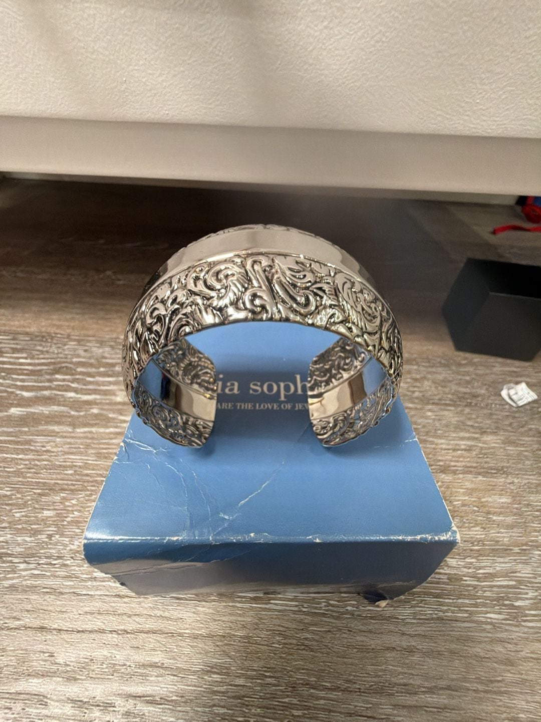 Lia Sophia Concord Wide Silver Tone Cuff Bracelet 4