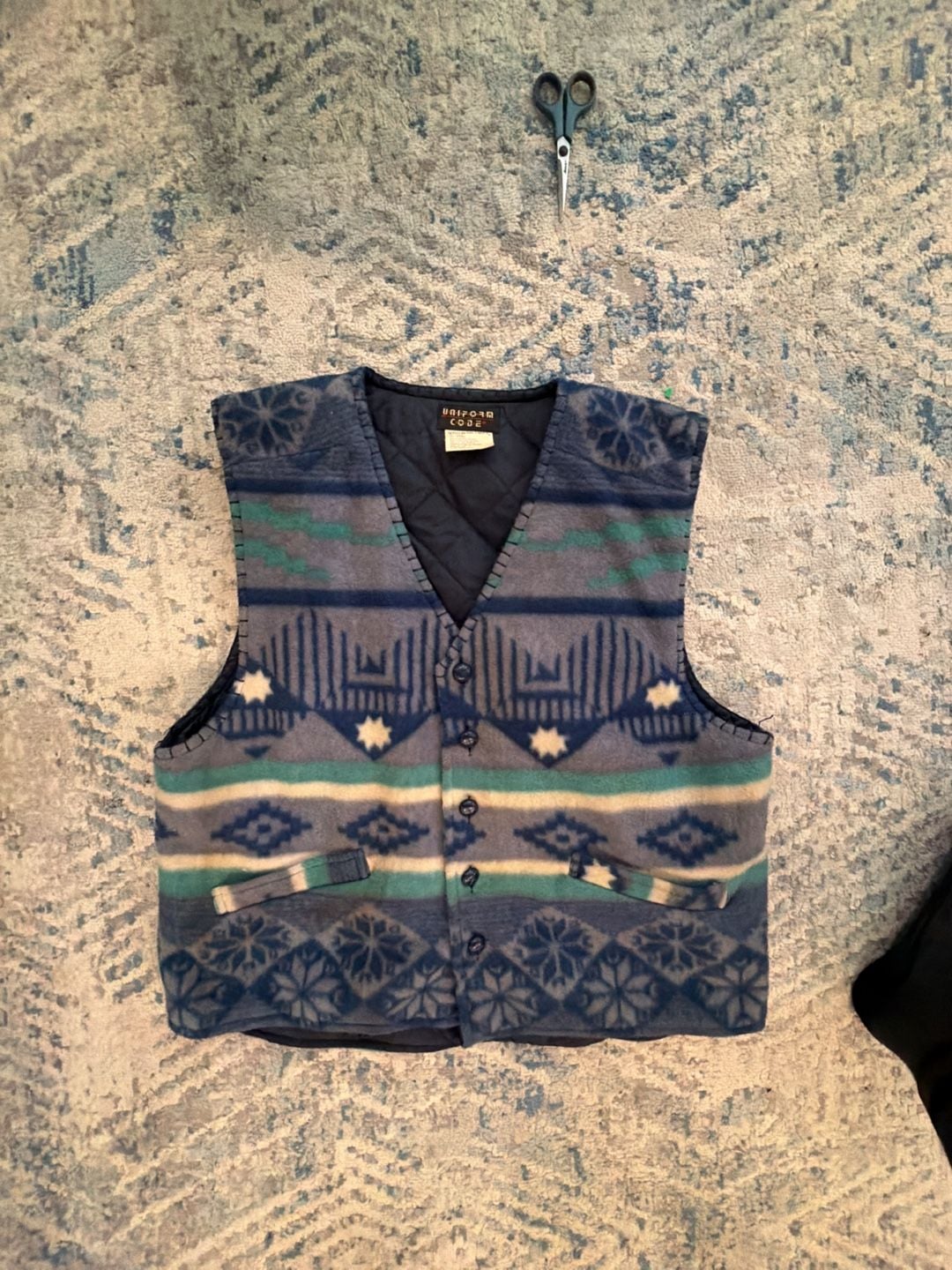 Uniform Code Vintage Southwestern Pattern Quilted Fleece Vest 2