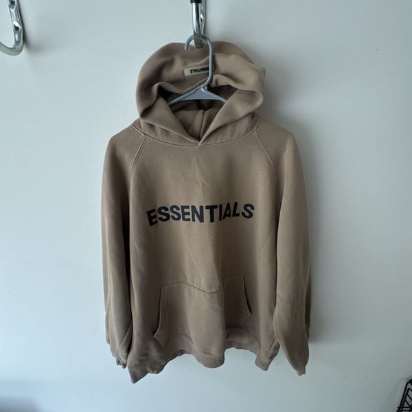 Fear of God ESSENTIALS Hoodie Taupe Beige Small 100% Cotton Sweatshirt FOG