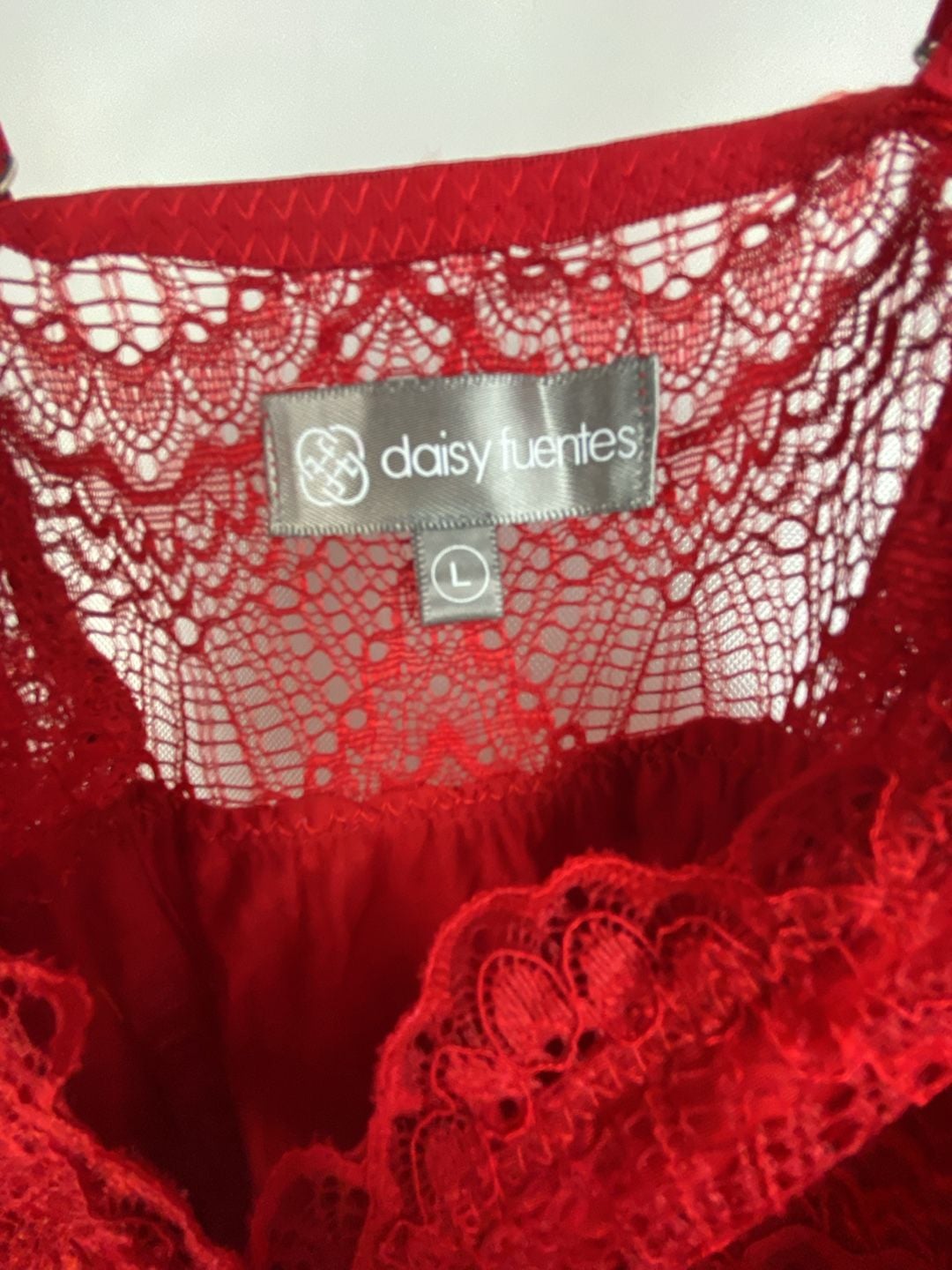 Daisy Fuentes Intimates Red Lace-Up Cami and Shorts Pajama Set 7