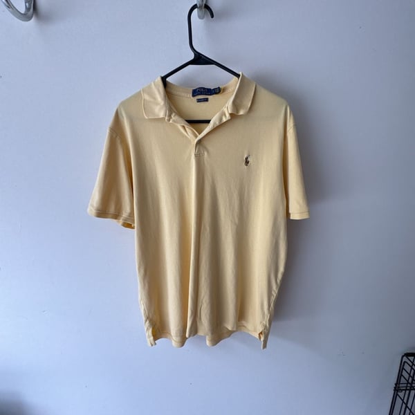 Vintage Polo By Ralph Lauren Original Cotton Pony Polo Shirt Yellow XXL