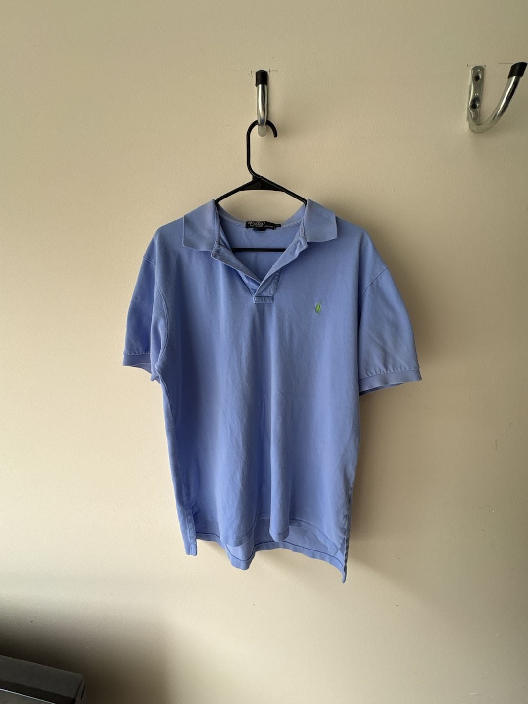 Polo Ralph Lauren Polo Shirt Mens LARGE Blue 100% Cotton Logo Top Short Sleeve 1