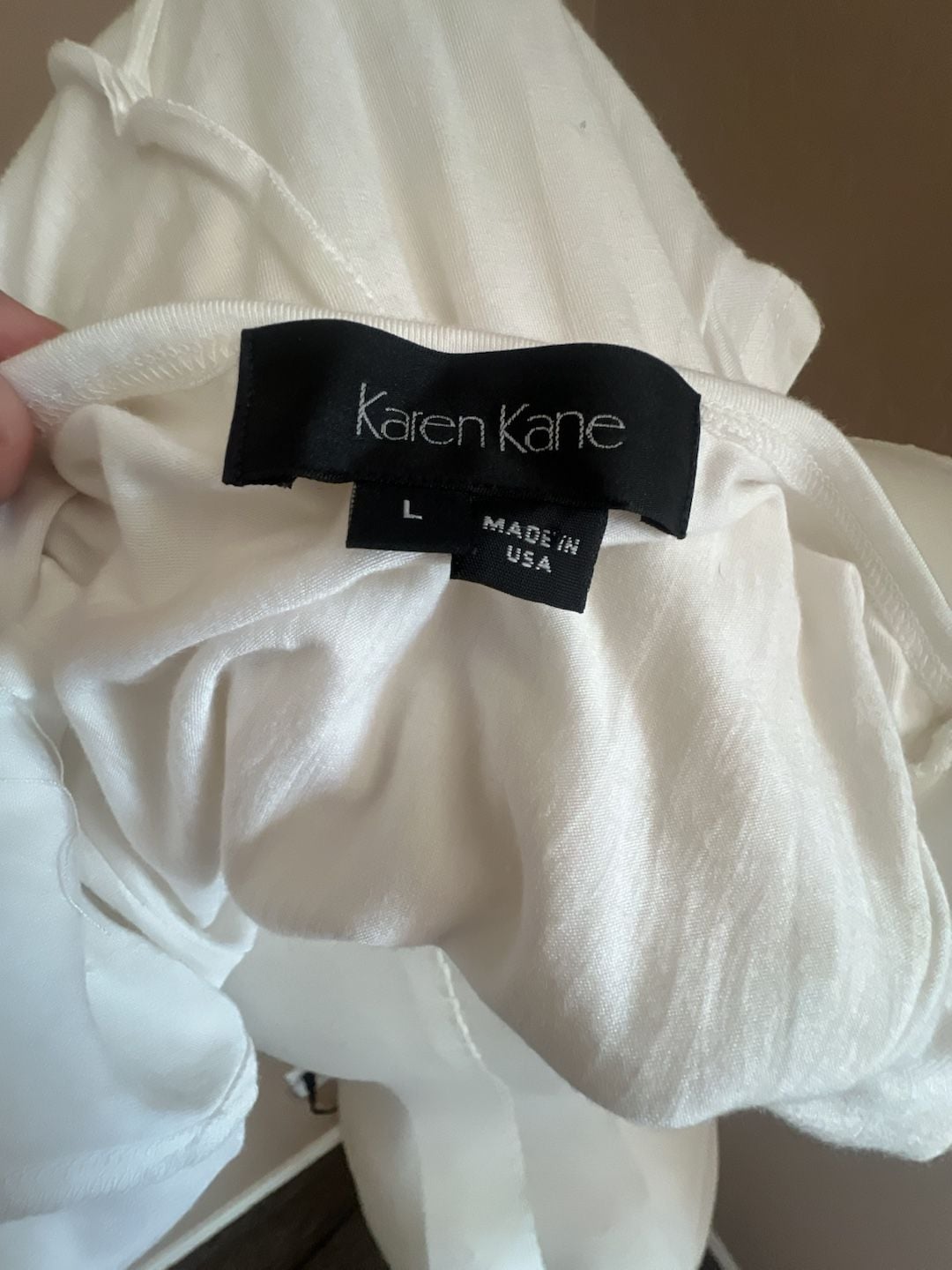 Karen Kane Women's White Embellished Ruffle Front Cap Sleeve Tunic Top 7