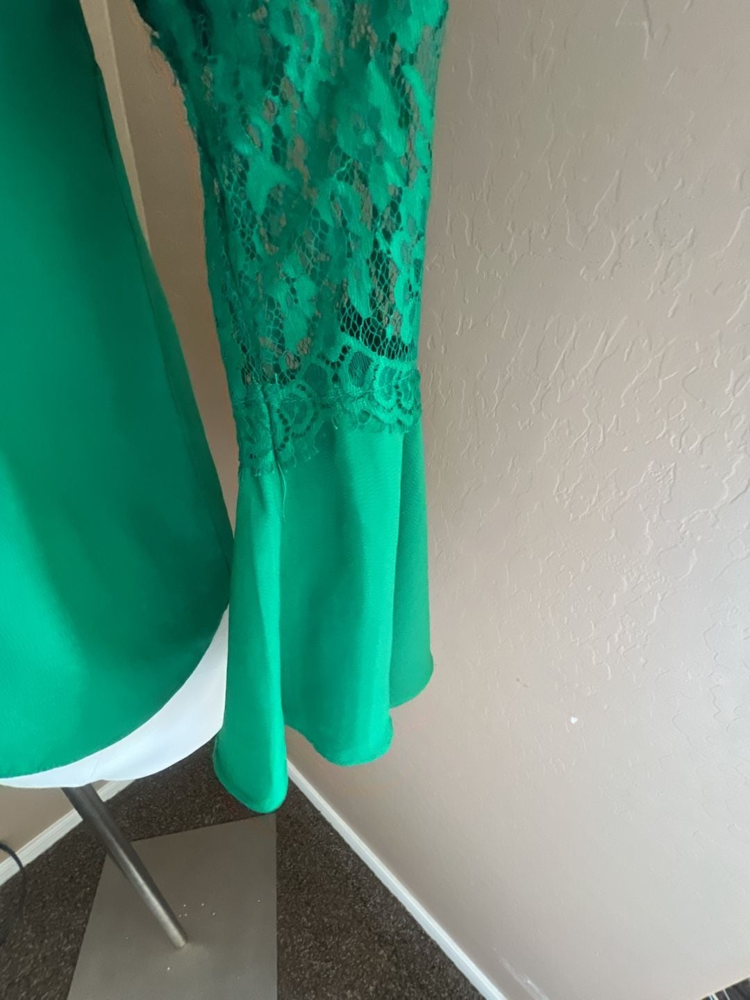 Haute Monde Green Tie-Neck Blouse with Lace Bell Sleeves 6