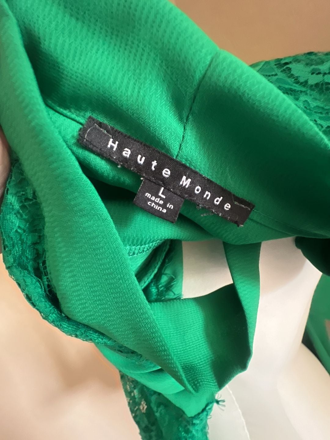 Haute Monde Green Tie-Neck Blouse with Lace Bell Sleeves 7