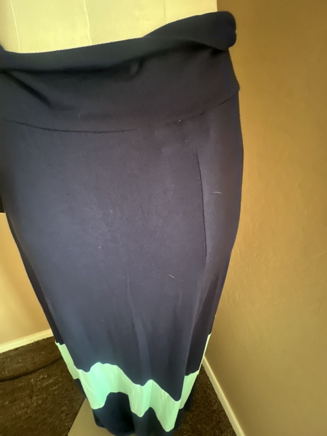 Alyx Navy and Aqua Colorblock Maxi Skirt 4