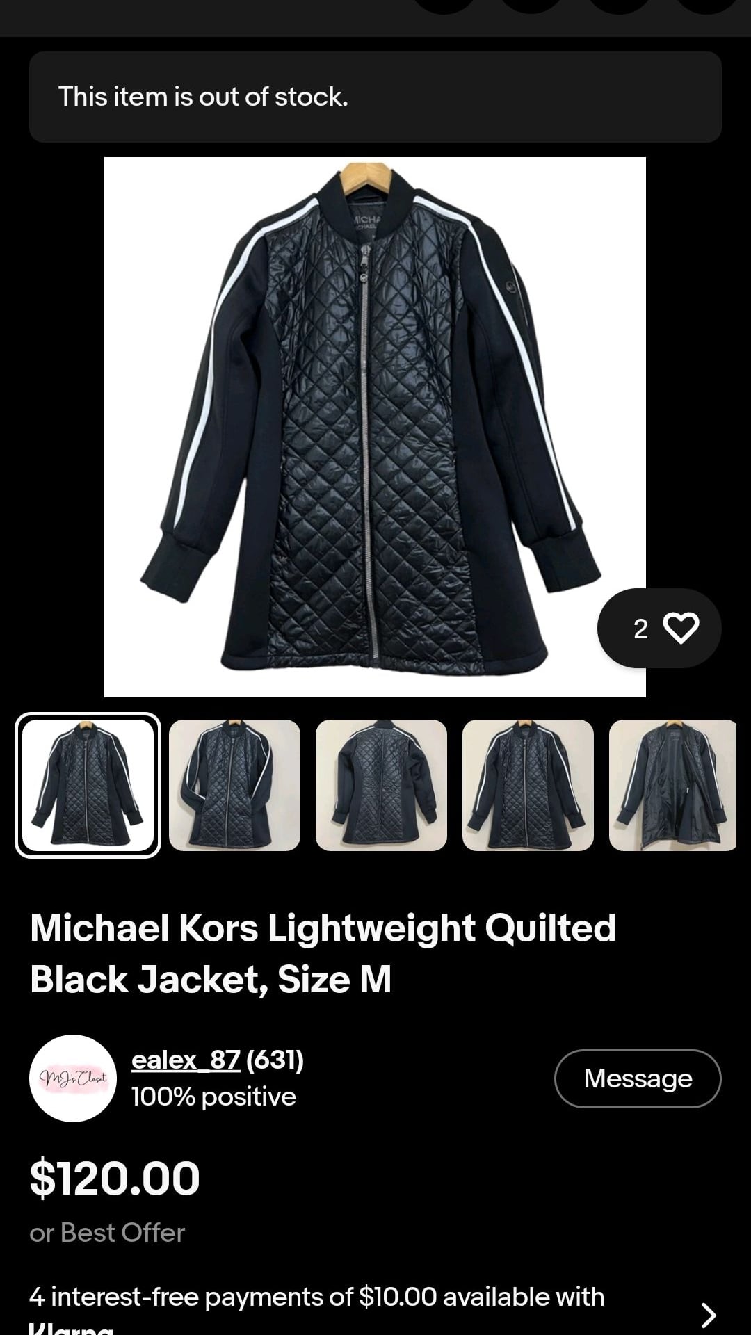 Michael Kors Women's Quilted Bomber Jacket with Contrast Stripe Sleeves.
*Estimated value is $85 on sellraze* 13