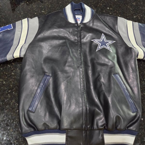 NFL Dallas Cowboys Faux Leather Varsity Bomber Jacket