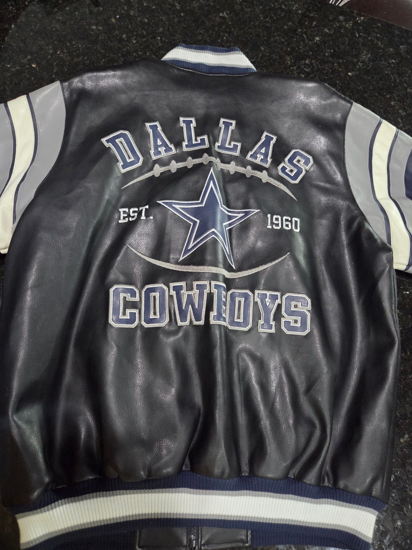 NFL Dallas Cowboys Faux Leather Varsity Bomber Jacket 7