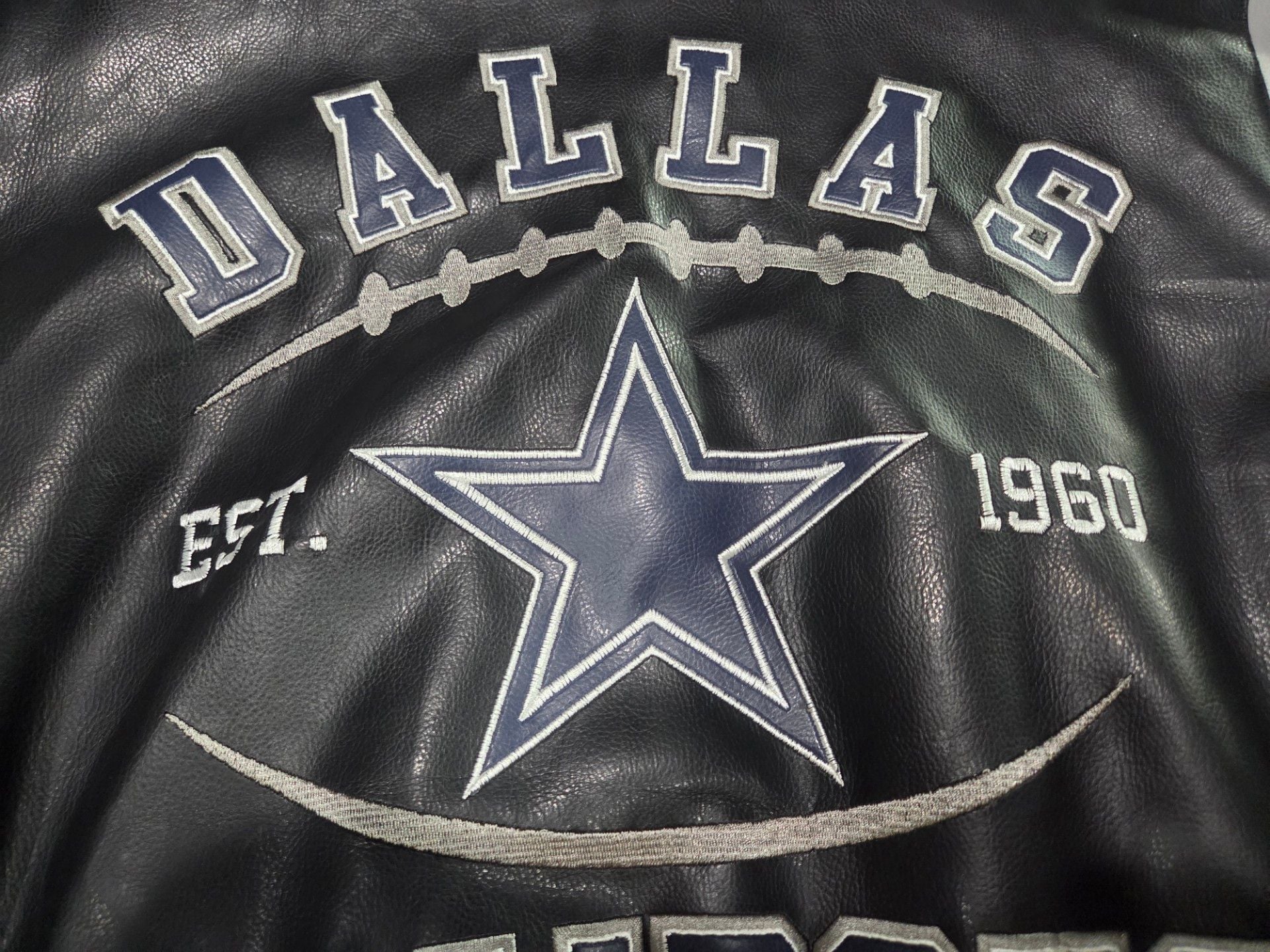 NFL Dallas Cowboys Faux Leather Varsity Bomber Jacket 10