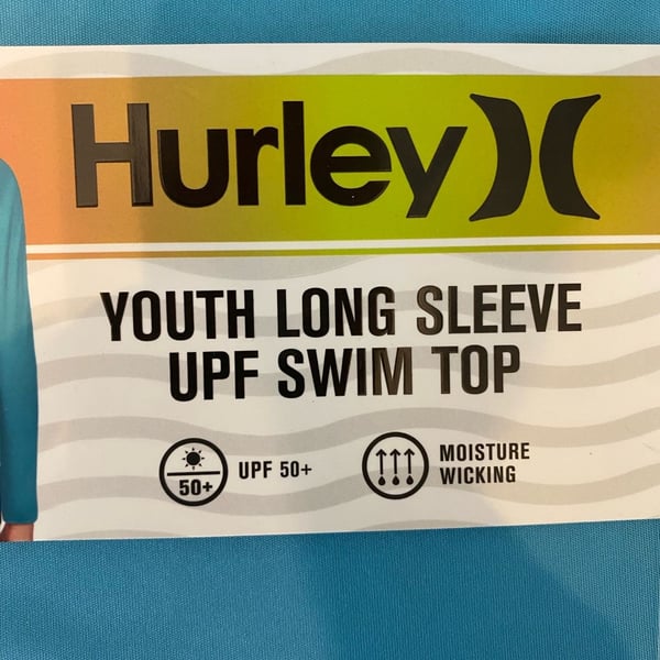 Hurley Youth Long Sleeve UPF 50+ Swim Top - Turquoise Waves