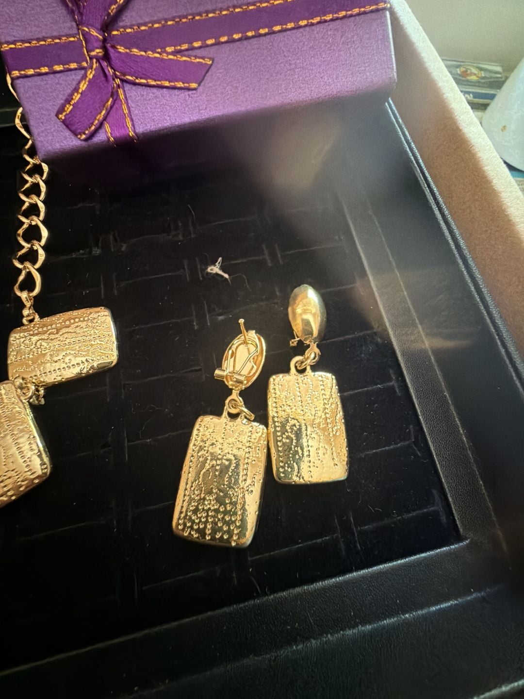 Gold-Tone Textured Statement Necklace, Bracelet, Earring, and Ring Jewelry Set 5