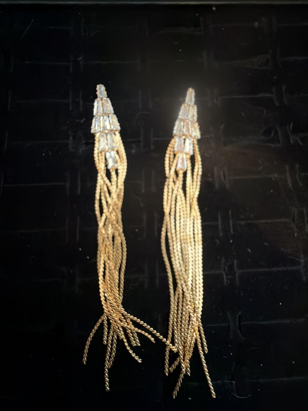 Elektra Gold-Tone Crystal Tassel Dangle Earrings 2