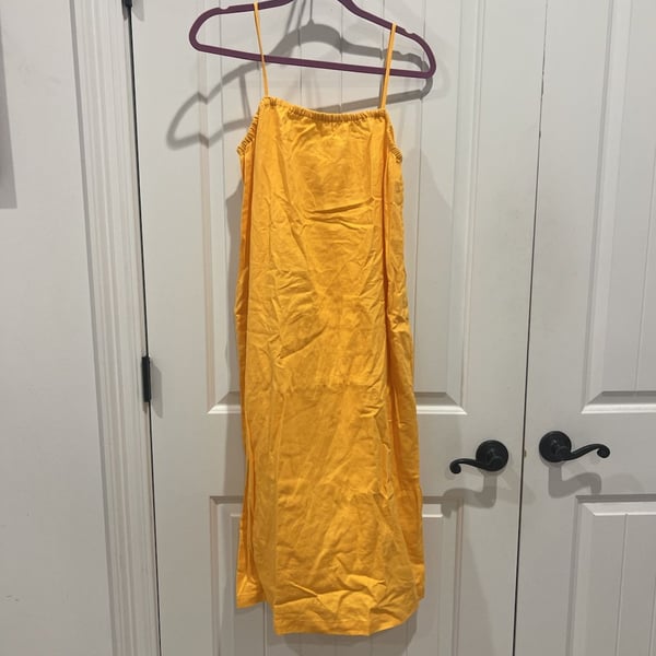 A New Day Women's Yellow Sleeveless Linen-Blend Slip Midi Dress