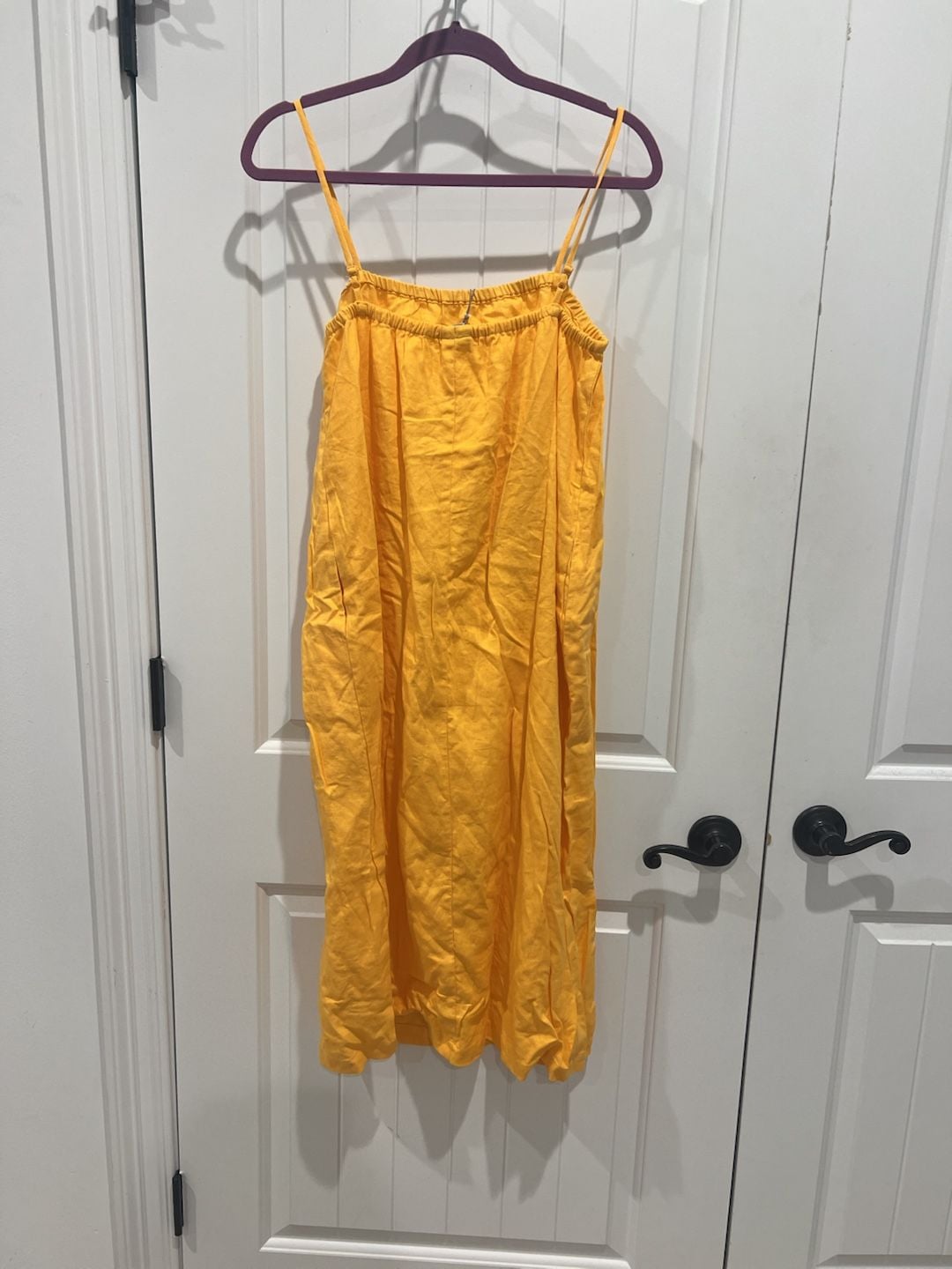 A New Day Women's Yellow Sleeveless Linen-Blend Slip Midi Dress 6