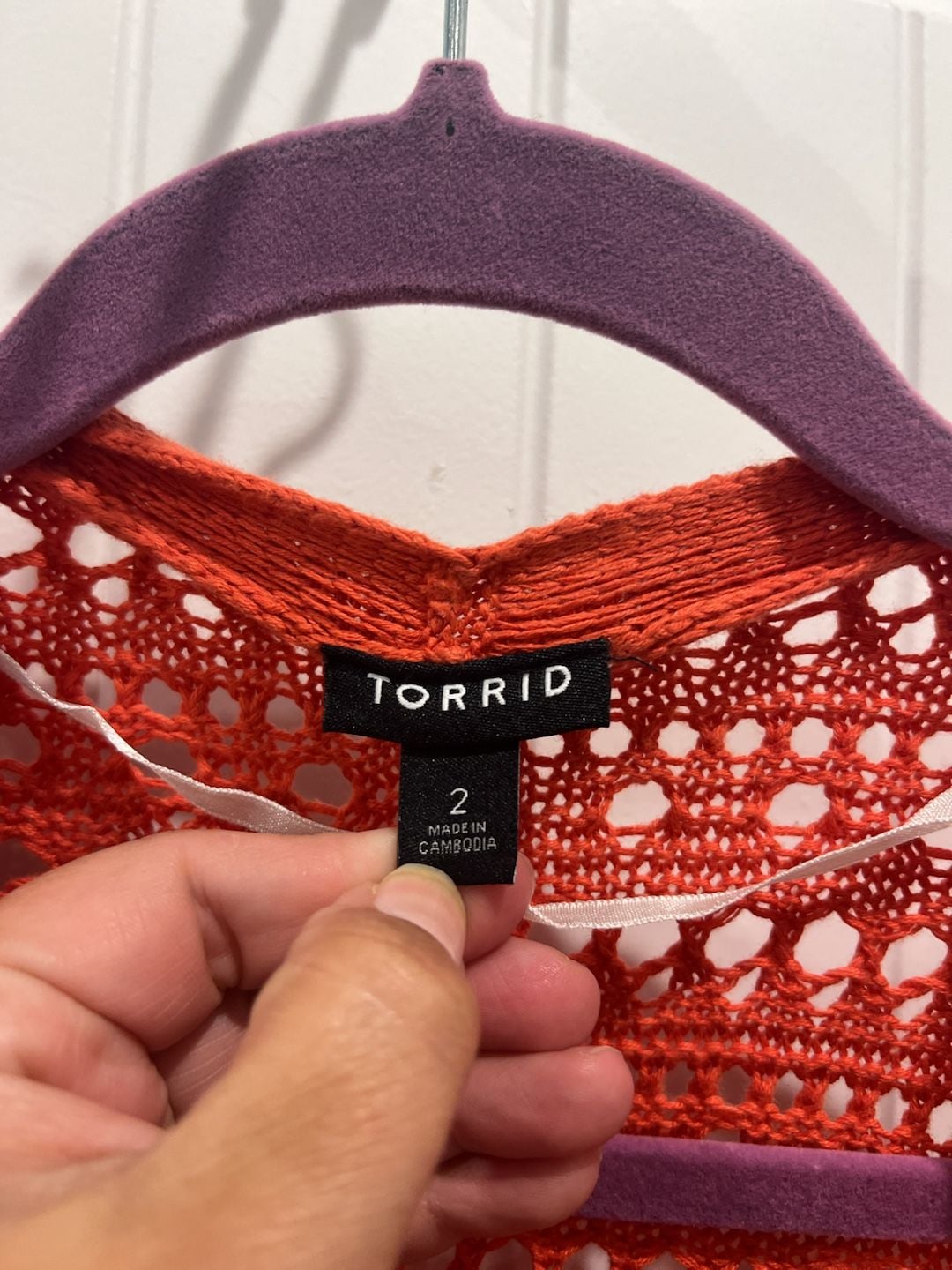 Torrid Women's Orange Crochet Open Front Fringe Cardigan Kimono 2
