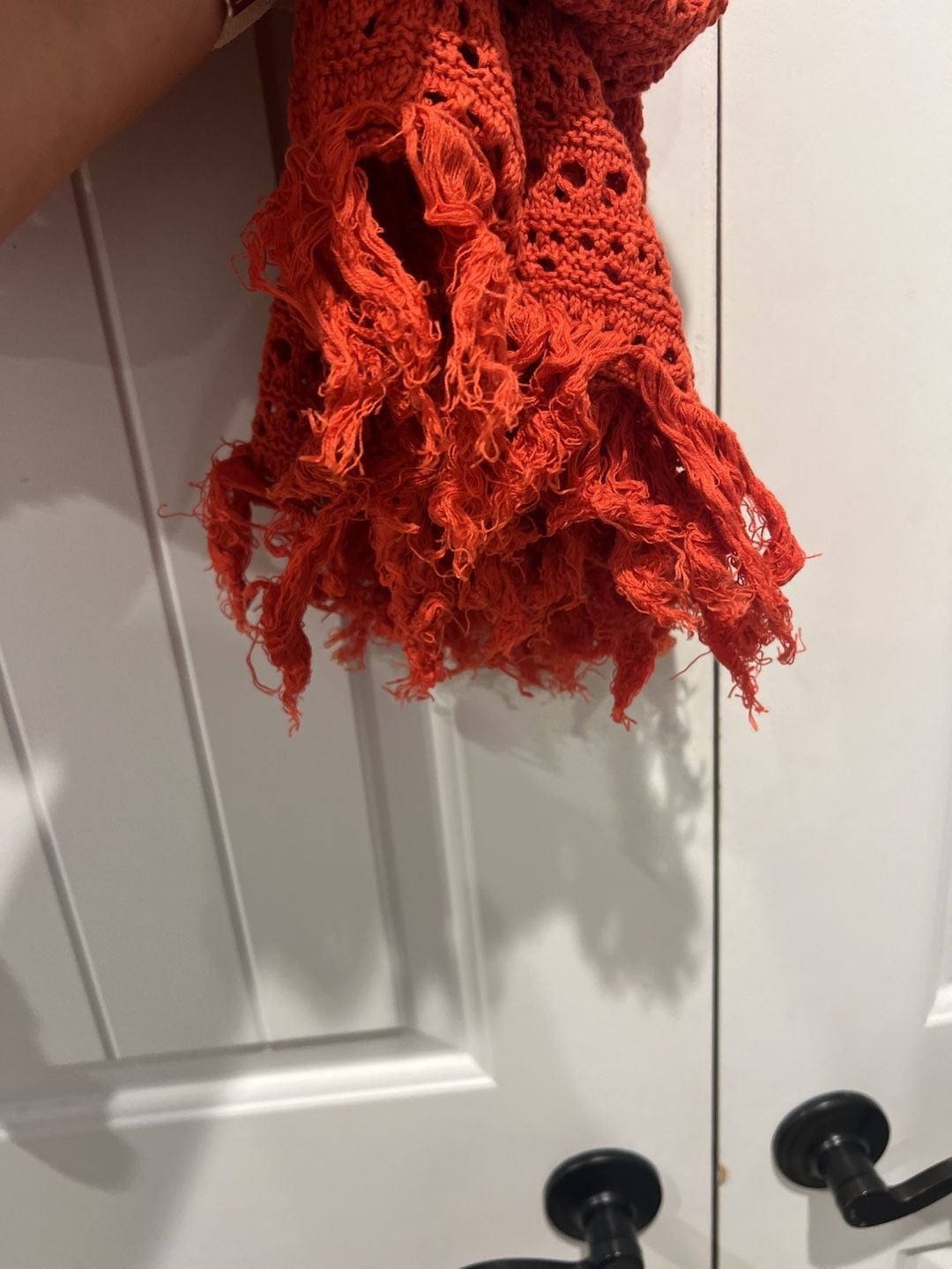Torrid Women's Orange Crochet Open Front Fringe Cardigan Kimono 4
