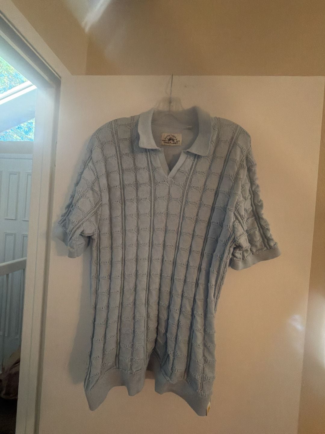 Free Planet Good Times & Sunny Days Light Blue Knit Johnny Collar Polo Shirt 2