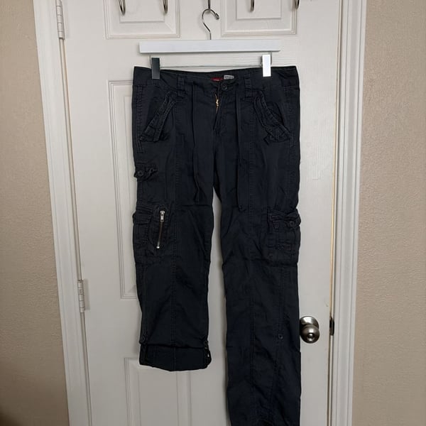 Unionbay Women's gray Cargo Utility Pants with Convertible Roll-Up Hem