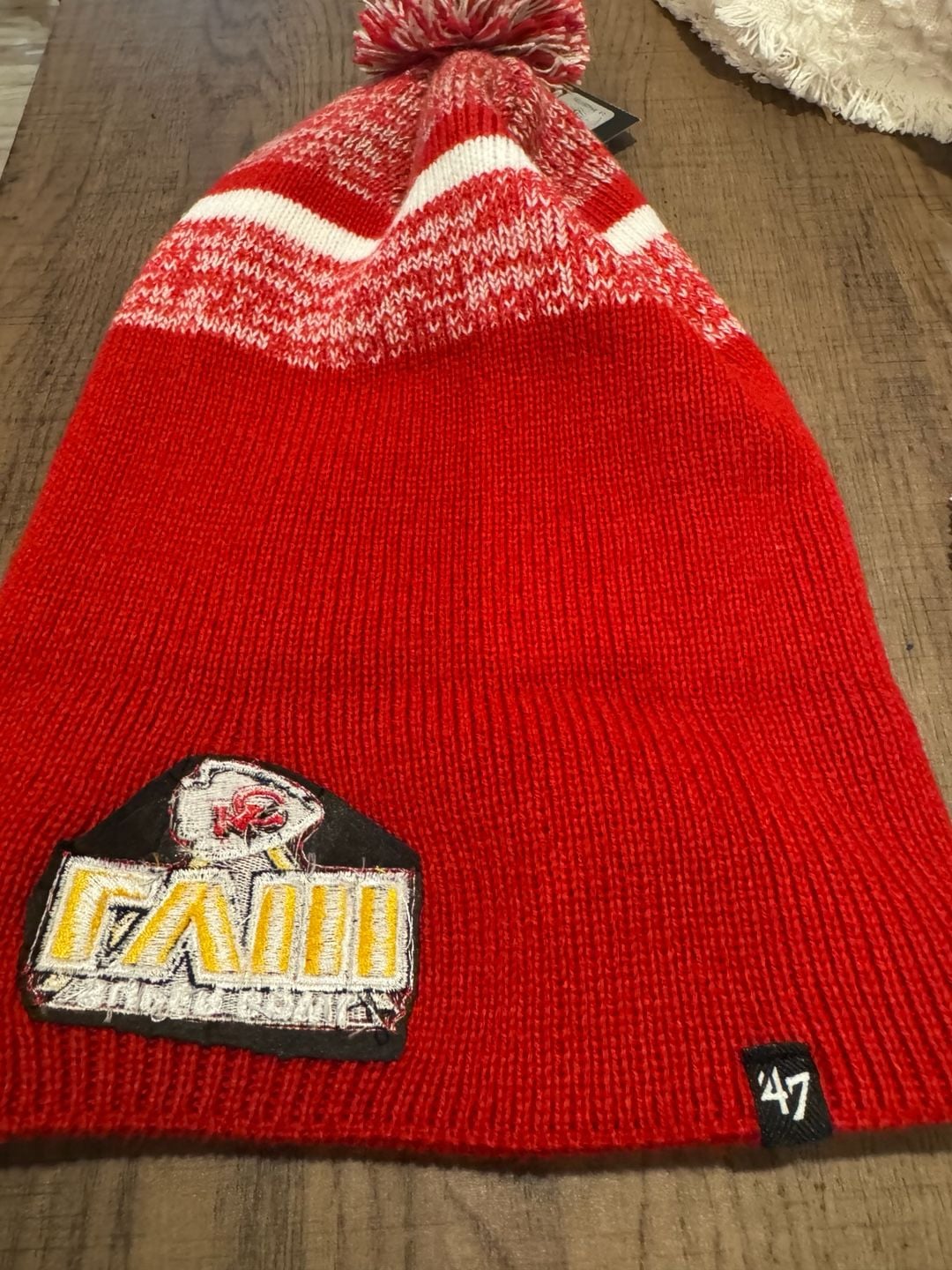 47 Kansas City Chiefs Super Bowl LVIII Northward Cuff Knit Pom Beanie 3