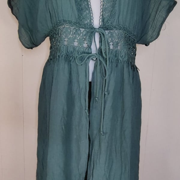 Forest fairy, forest witch, Whimsigoth, Flowy, Lacey Kimono tie front