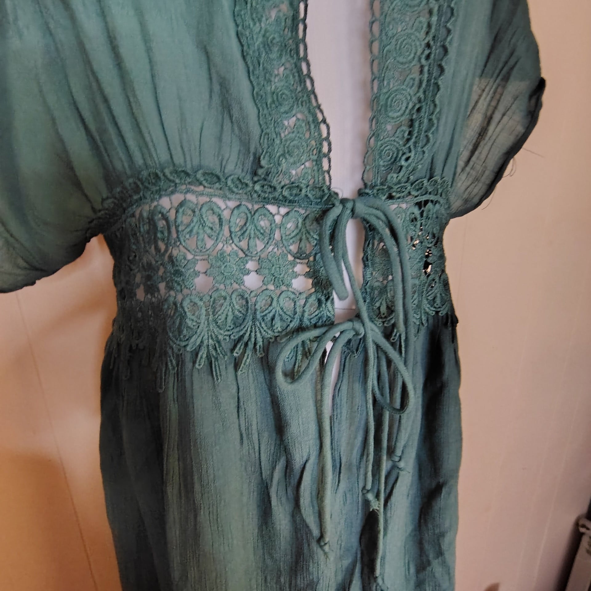 Forest fairy, forest witch, Whimsigoth, Flowy, Lacey Kimono tie front 3