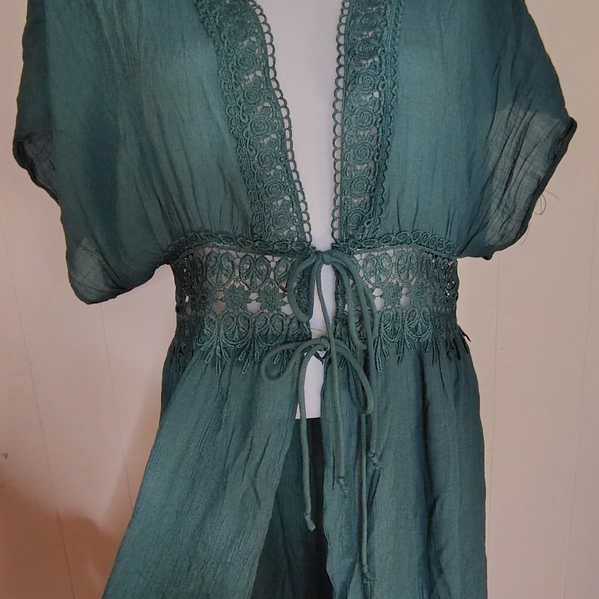 Forest fairy, forest witch, Whimsigoth, Flowy, Lacey Kimono tie front 5