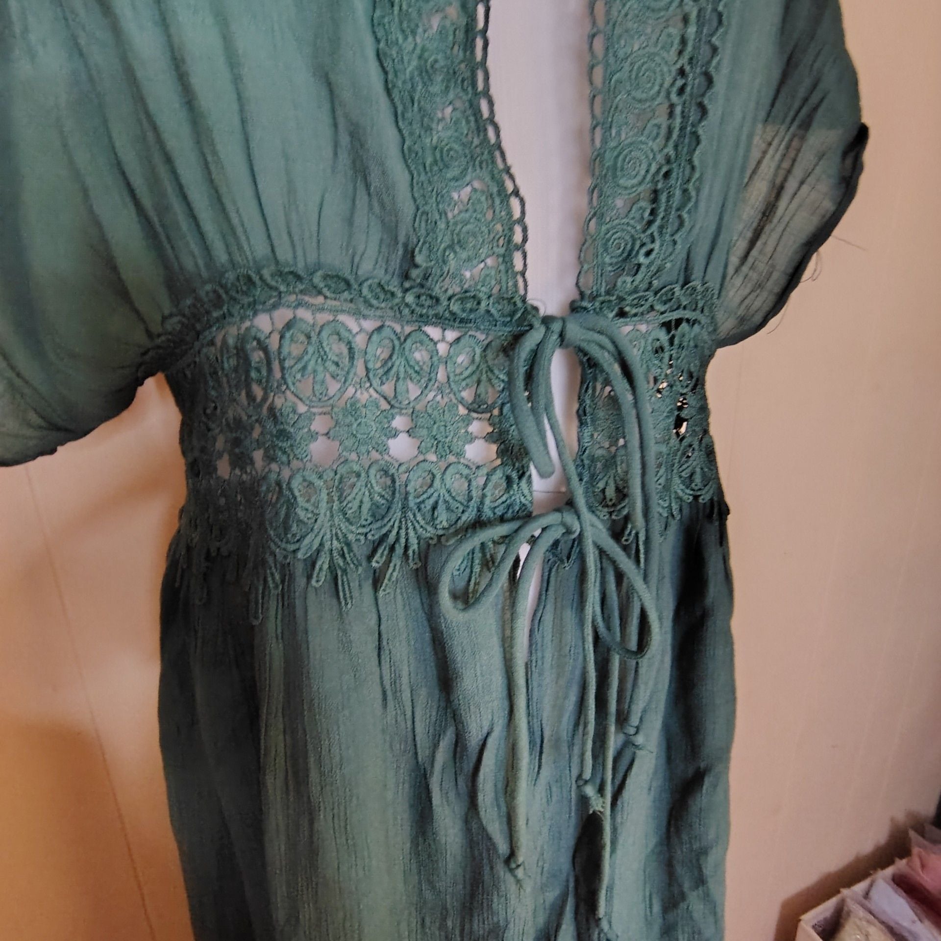 Forest fairy, forest witch, Whimsigoth, Flowy, Lacey Kimono tie front 9