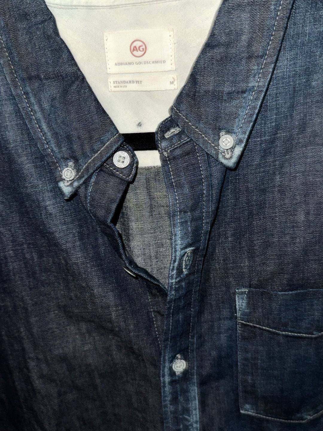 AG Adriano Goldschmied Men's Button-Down Denim Shirt 7