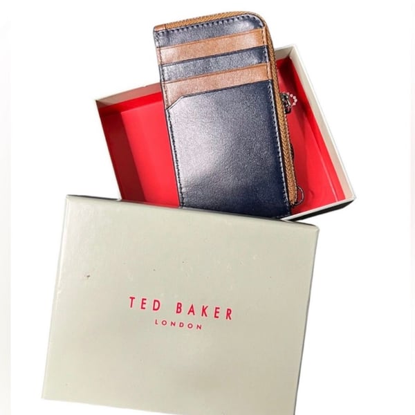 Ted Baker London Two-Tone Leather Zipped Card Holder