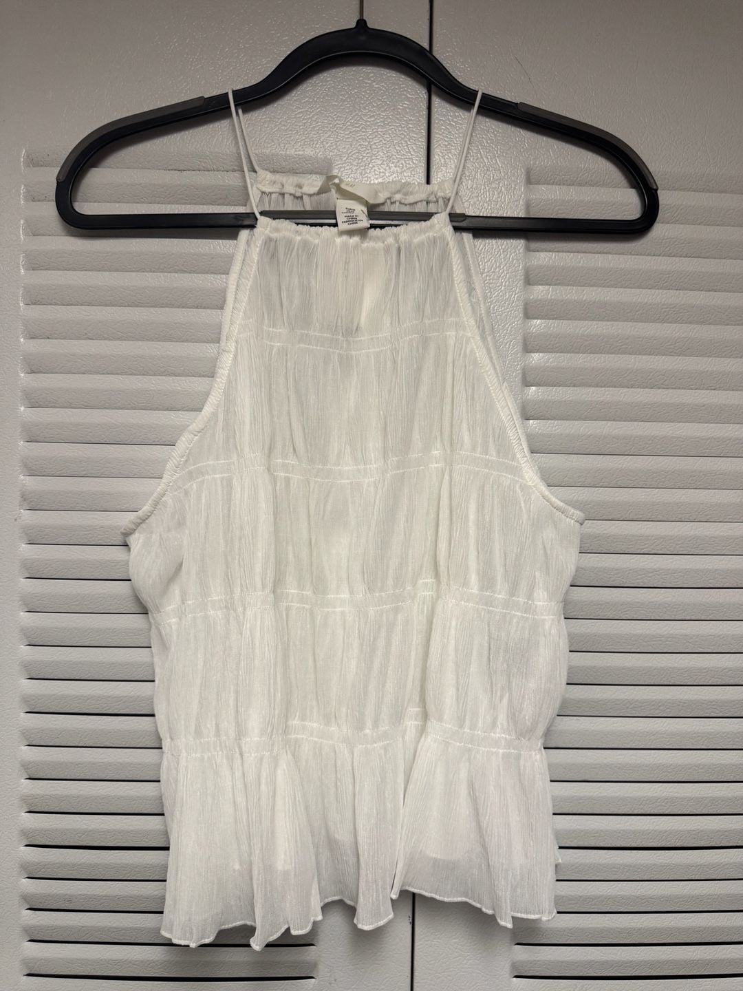 H & M Women's White Smocked Camisole Top 6