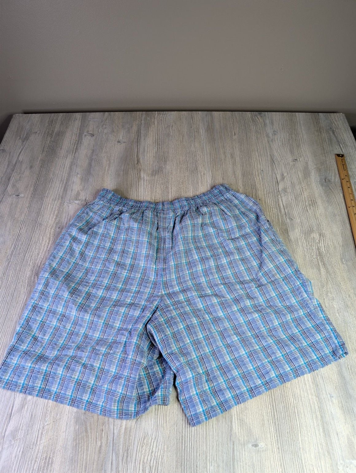 Frina & Co. Men's Blue Plaid Cotton Lounge Sleep Shorts, Size 2XL 2