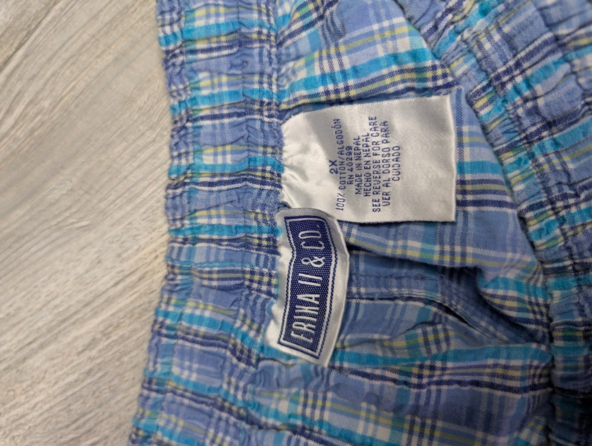 Frina & Co. Men's Blue Plaid Cotton Lounge Sleep Shorts, Size 2XL 3