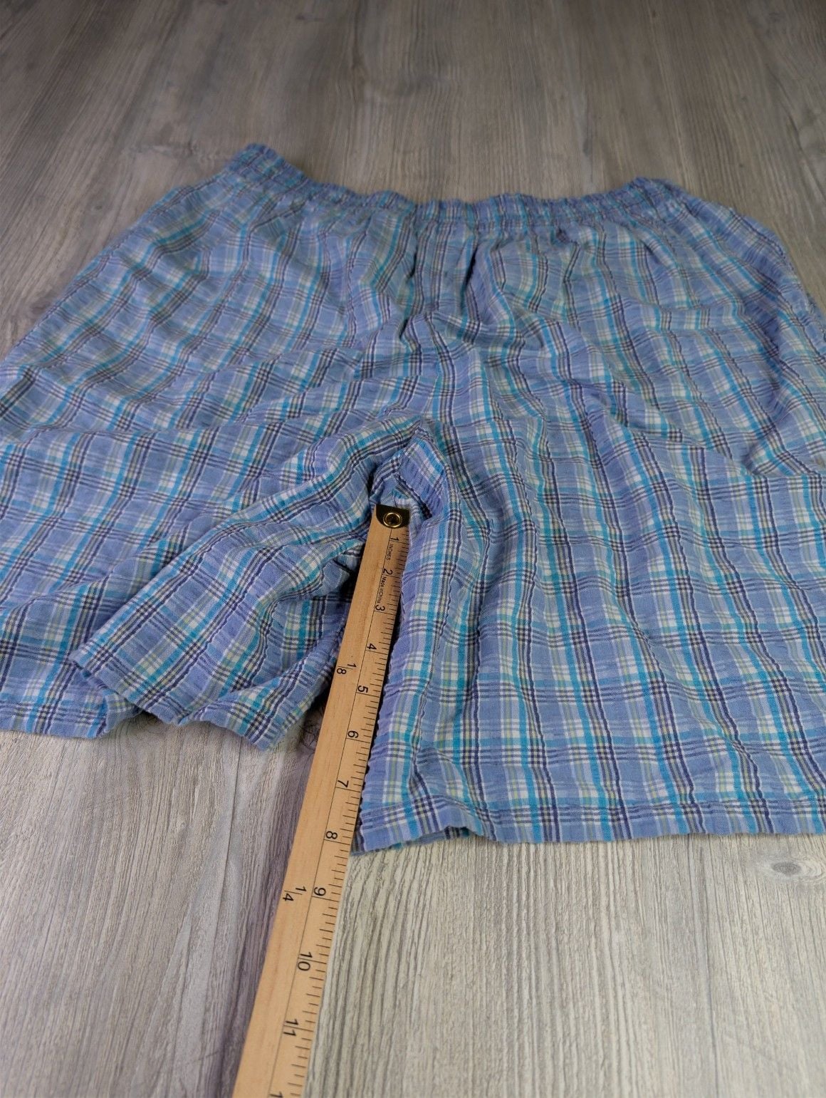 Frina & Co. Men's Blue Plaid Cotton Lounge Sleep Shorts, Size 2XL 6