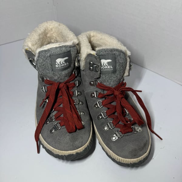 Sorel Womens Suede Out N About Plus Conquest Boots Gray Quarry Booties Sz 7