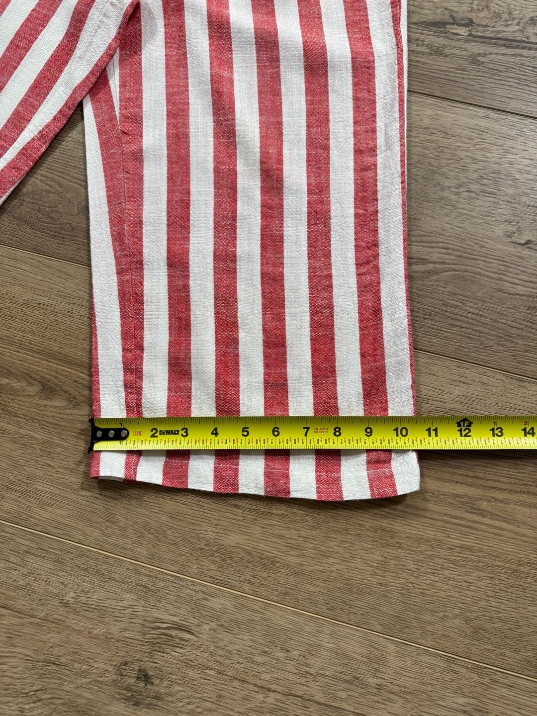 Kensie Jeans Red White Striped Linen Blend Wide Leg Cropped Jumpsuit Small 10